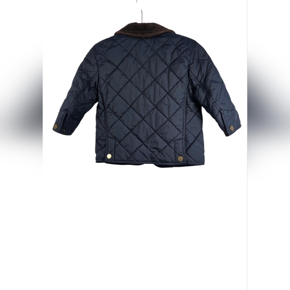 Toddler Polo Ralph Lauren Quilted Jacket 18M Navy Brown Corduroy Collar - Picture 2 of 9